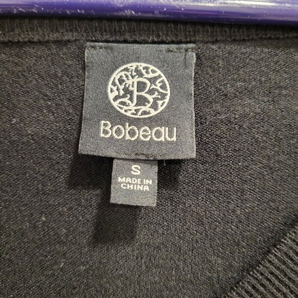 Bobeau‎ Women's V-Neck Lightweight Sweater Black with Brown Stripes Size Small - Picture 3 of 5